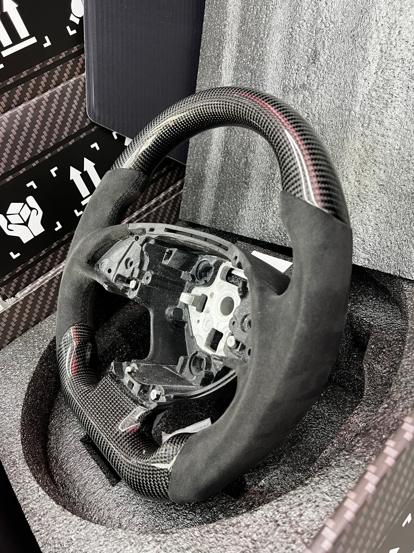 THETEN 2014-2019 CORVETTE C7 FLAT BOTTOM GLOSS CARBON STEERING WHEEL & ALCANTARA