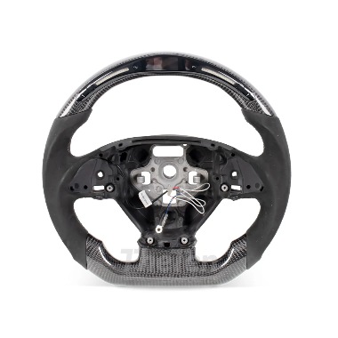 THETEN 2014-2019 CORVETTE C7 RPM LED DISPLAY FLAT-BOTTOM GLOSS CARBON FIBER STEERING WHEEL WITH ALCANTARA